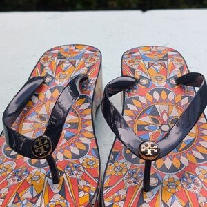 Tory Burch Red and Black Wedges